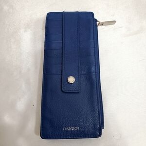 Danier Slim Zip Wallet in Deep Blue